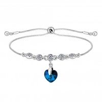 Jon Richard Radiance Collection Silver Plated Bermuda Blue Heart Toggle Bracelet