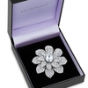 Layered Pave Crystal Silver Flower Brooch