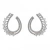 Rhodium Plated Cubic Zirconia Front Facing Hoop Earrings