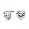 Rhodium Plated Cubic Zirconia Heart Stud Earrings