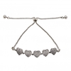Rhodium Plated Cubic Zirconia Pave Heart Toggle Bracelet