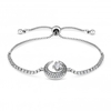 Rhodium Plated Cubic Zirconia Star And Moon Toggle Bracelet
