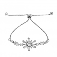Rhodium Plated Cubic Zirconia Star Baguette Toggle Bracelet