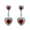Rhodium Plated Double Heart Earrings