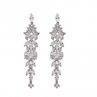 Rhodium Plated Mixed Stone Cubic Zirconia Statement Earrings