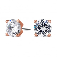 Rose Gold Plated 10mm Round Cubic Zirconia Stud Earring