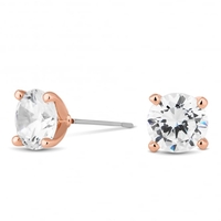 Rose Gold Plated 8mm Round Cubic Zirconia Stud Earring