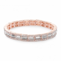 Rose Gold Plated And Crystal Baguette Stone Stretch Bracelet