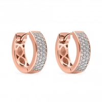 Rose Gold Plated Small Cubic Zirconia Pave Hoop Earring