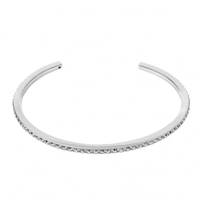 Silver Bar Cuff Bangle Created With Swarovski Crystals