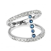 Silver Blue Crystal Bar Ring Created With Swarovski Crystals