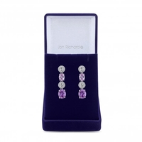 Silver Plated Amethyst Coloured Crystal Drop Earring - Gift Boxed