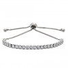 Silver Plated Clear Crystal Floating Stone Toggle Bracelet
