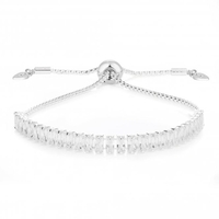 Silver Plated Crystal Baguette Crystal Toggle Bracelet