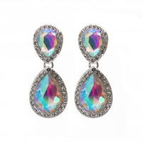 Silver Plated Crystal Double Teardrop Earring