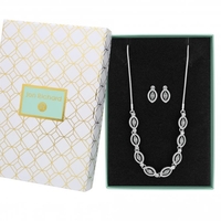 Silver Plated Crystal Navette Allway Set - Gift Boxed