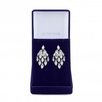 Silver Plated Cubic Zirconia Crystal Navette Drop Earring - Gift Boxed