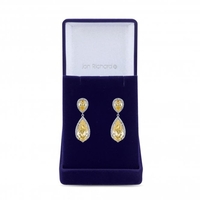 Silver Plated Cubic Zirconia Yellow Crystal Peardrop Earring - Gift Boxed