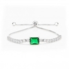 Silver Plated Emerald Green Rectangle Toggle Bracelet