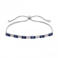 Silver Plated Fine Baguette And Round Toggle Bracelet