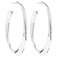 Silver Plated Polished Oval Hoop Earring