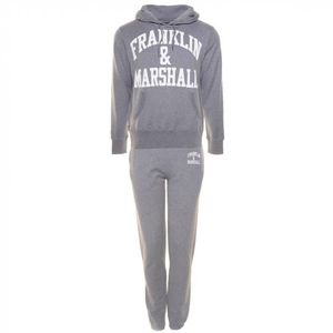 Franklin & Marshall Mens Grey Melange Arch Logo Hooded Slim Tracksuit