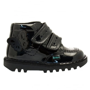 Kickers Infant Black Patent Leather Kick Flutter (5-12)