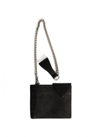 Leather Folding Wallet with Chain Black