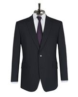 Centaur Big and Tall Black Stripe Suit Jacket 48S Black