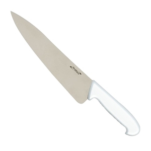 GenWare Colour Coded Cooks Knife (with broad blade) 20.0cm White handle (Bakery & Dairy Goods) (Each)
