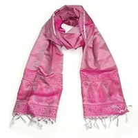 Silver Pink Women Paisley Silk Scarf - Luxurious silk scarves for women - silk pashmina