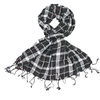 Womens Black and White Fancy Checked Scarf - Pashminas Shawls - Various patterns,  designs and colours - Striped,  Sparkly,  Checked - Womens scarf for girls