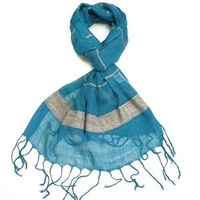 Womens Blue Fancy Scarf - Pashminas Shawls - Various patterns,  designs and colours - Striped,  Sparkly,  Checked - Womens scarf for girls