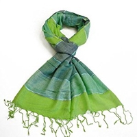 Womens Green and Blue Striped Scarf - Pashminas Scarves - Various patterns,  designs and colours - Striped,  Sparkly,  Checked - Scarf for ladies & girls