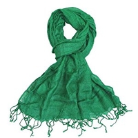 Womens Green Plain Scarf - Pashminas Shawls - Various patterns,  designs and colours - Striped,  Sparkly,  Checked - Womens scarf for girls