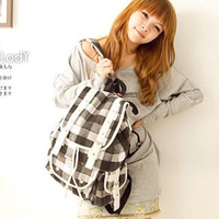 Checked Canvas Backpack