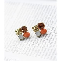 Cluster Stud Earrings Orange - One Size