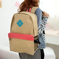 Contrast Trim Backpack Beige - One Size