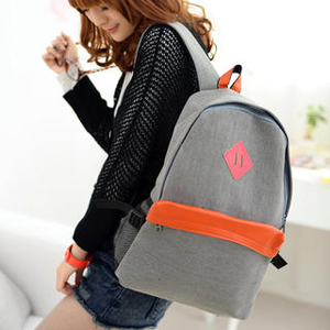 Contrast Trim Backpack Gray - One Size