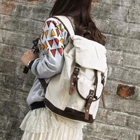 Contrast Trim Buckled Backpack Cream - One Size