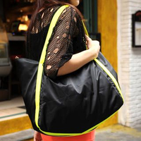 Contrast Trim Tote Black and Neon Yellow - One Size