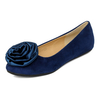 Corsage-Accent Faux Suede Flats