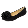 Corsage-Accent Faux Suede Flats