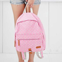 Faux Leather Trim Dotted Backpack