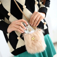 Furry Sling Pouch Beige - One Size