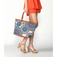 Medallion Pattern Tote Purple,  Blue - One Size
