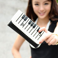 Piano Keyboard Print Wallet Black
