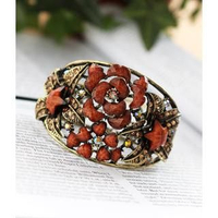 Rhinestone Floral Bangle One Size