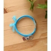 Set of 3: Heart Charm Elastic Cord Bracelet Blue - One Size