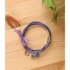 Set of 3: Heart Charm Elastic Cord Bracelet Purple - One Size